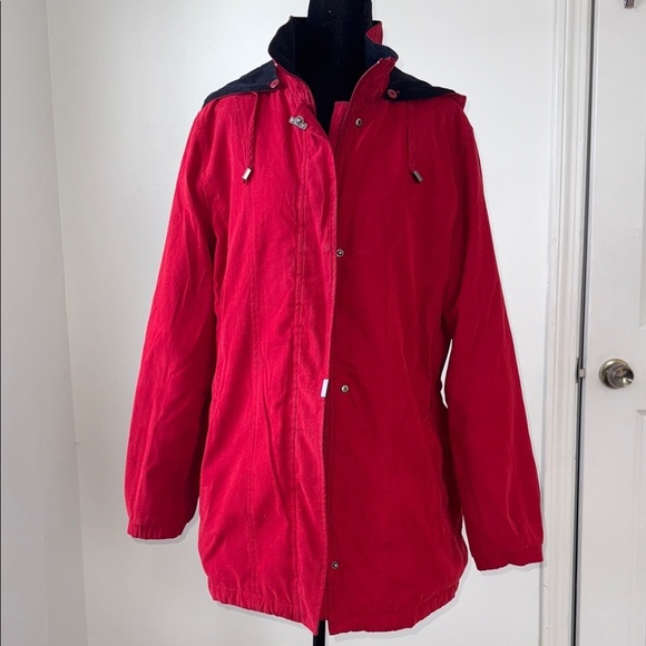 London Fog Jackets & Blazers - London Fog Long Red Trench Coat | Removable Hood | Women’s L | Lined
